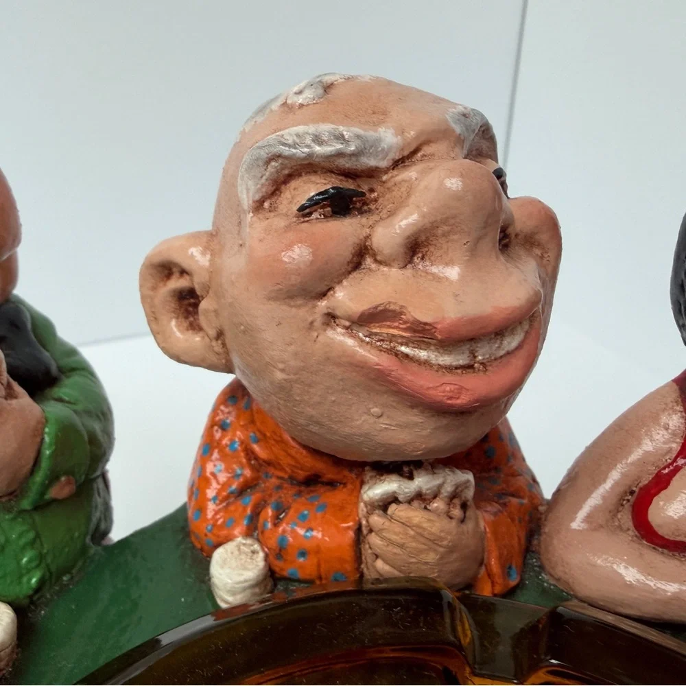 VTG‎ 1973 Chalkware by Prelude Creations Ashtray Poker Table Humor Caricature